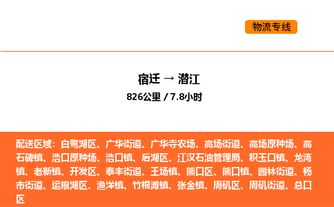 宿迁到潜江物流专线-宿迁至潜江物流公司-宿迁发潜江货运专线