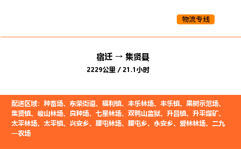 宿迁到集贤县物流专线-宿迁至集贤县物流公司-宿迁发集贤县货运专线