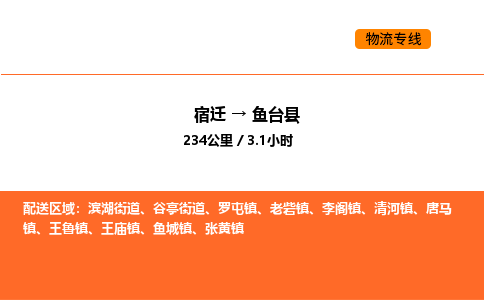 宿迁到鱼台县物流专线-宿迁至鱼台县物流公司-宿迁发鱼台县货运专线